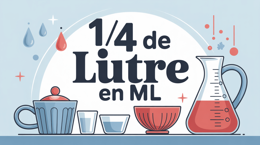 Illustration conversion 1/4 de litre en ml cuisine
