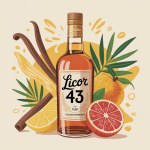 43 licor bouteille dorée entourée de vanille, épices et agrumes