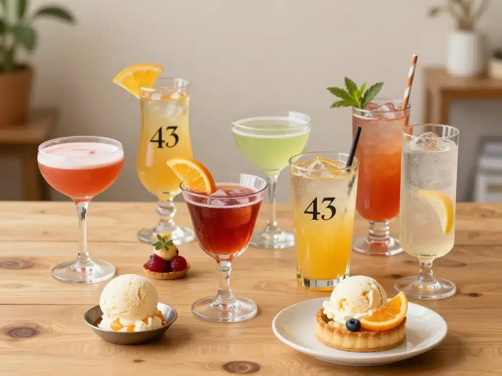 Cocktails et desserts à base de 43 licor sur table festive