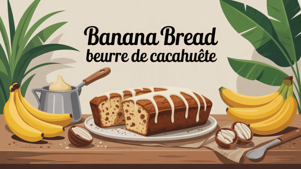 illustration banana bread beurre de cacahuete cake gourmand