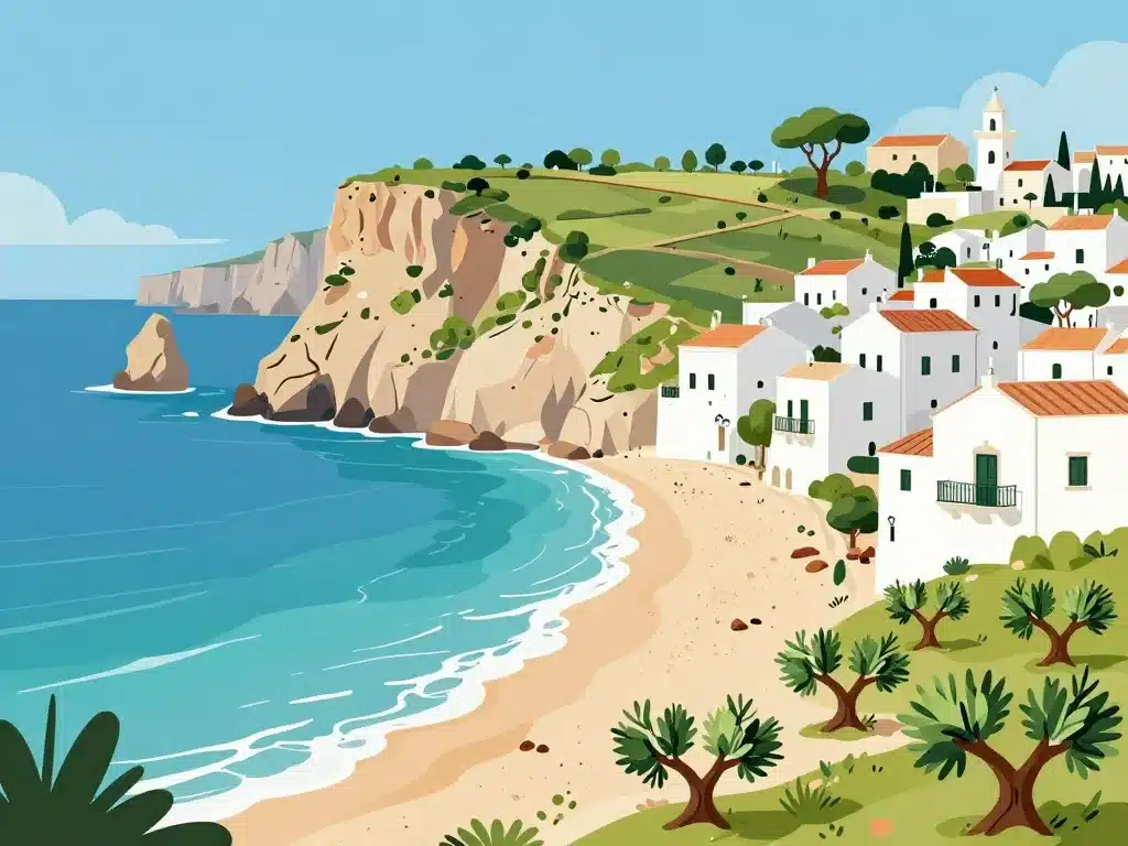 calabre ou pouilles illustration paysages plages villages