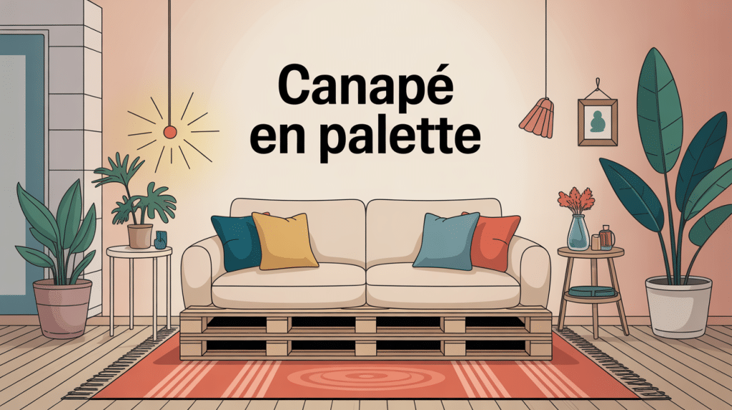 canapé en palette pièce centrale salon moderne