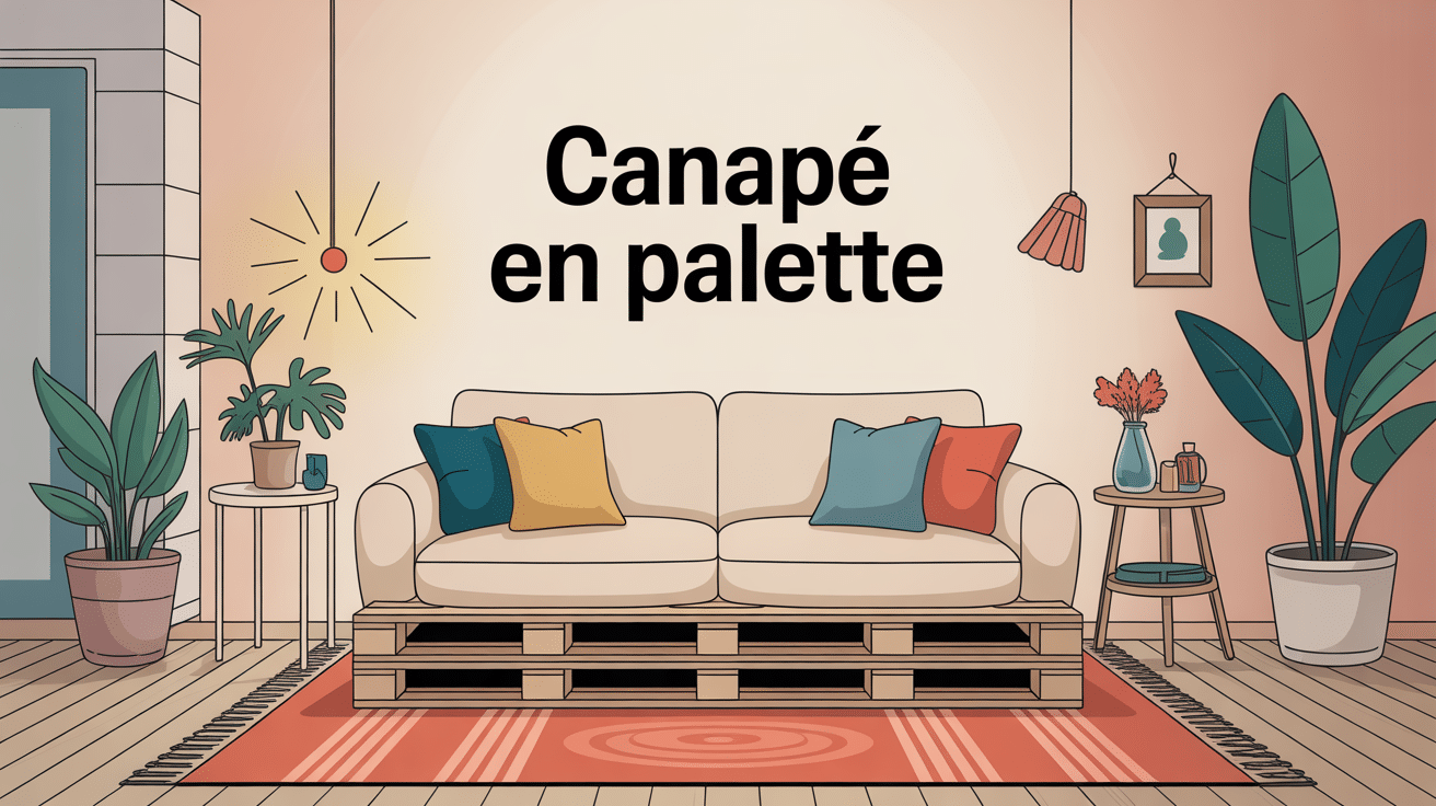 canapé en palette pièce centrale salon moderne