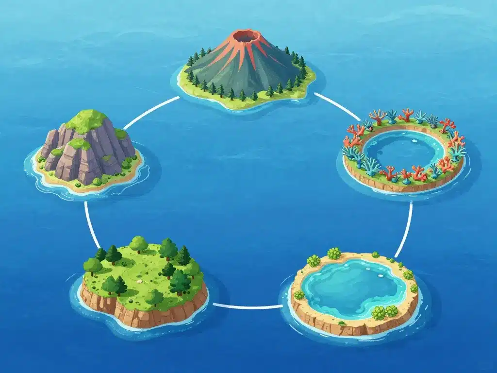 Concept diagramme des 5 archipels de la polynésie française géographie