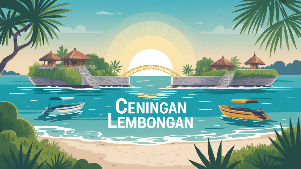 ceningan lembongan illustration pont jaune et îles