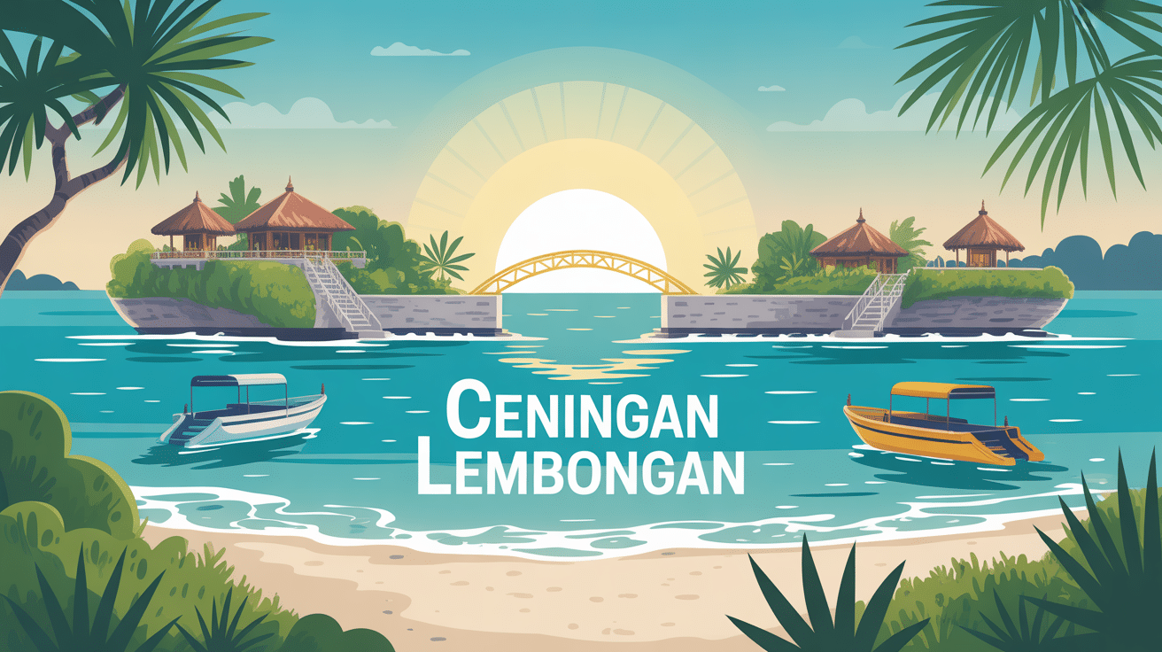 ceningan lembongan illustration pont jaune et îles