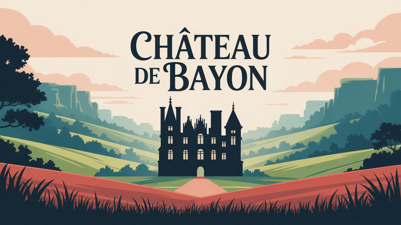 illustration vectorielle du chateau de bayon dans un décor rural