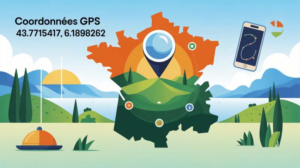 Carte Provence avec repère GPS latitude : 43.7715417 longitude : 6.18982619999997
