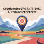 illustration coordonnées GPS latitude 43.7715417 longitude 6.18982619999997 France