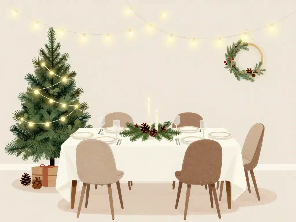 decoration de noel table festive lumineuse