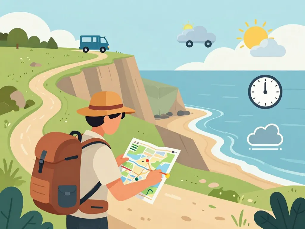 Voyageurs organisant leur visite à Diamond Beach Nusa Penida devant falaise et chemin