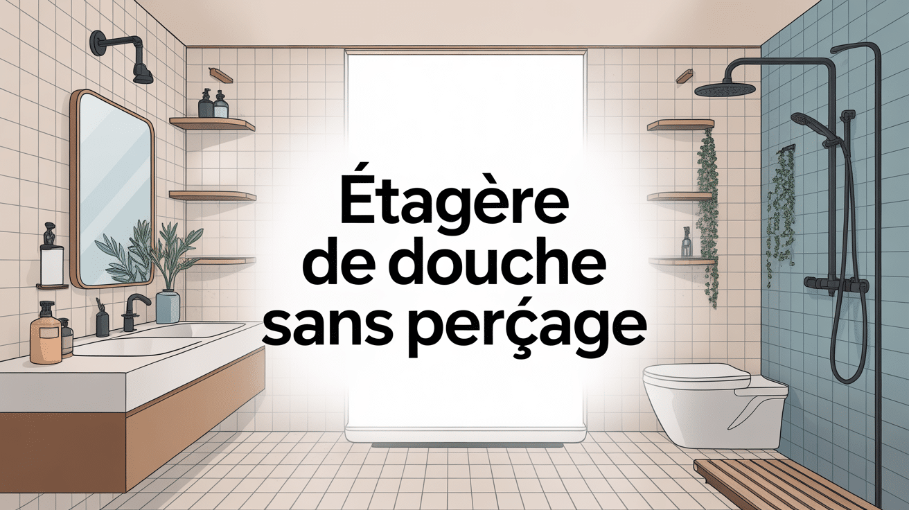 illustration etagere douche sans percage installation moderne