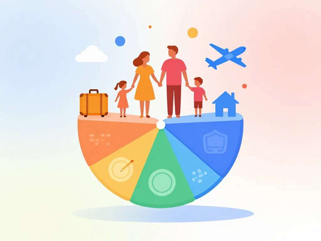 Budget famille tour du monde sous forme de camembert illustré