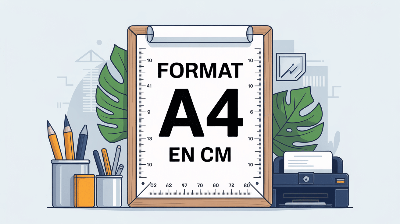 illustration format a4 en cm avec outils bureautique
