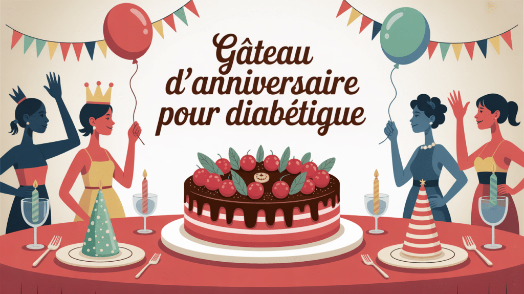 gâteau anniversaire pour diabétique décoré, ambiance joyeuse