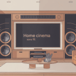 home cinema sans fil dans salon moderne, câbles discrets