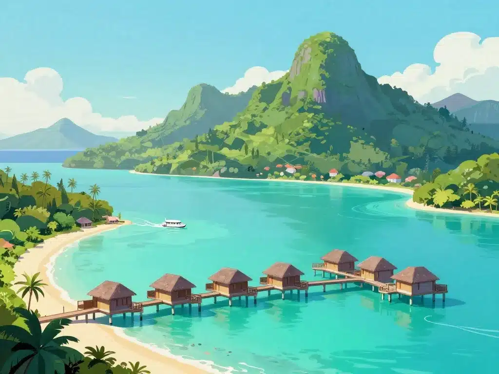 Paysage tropical les 5 archipels de la polynésie française Société