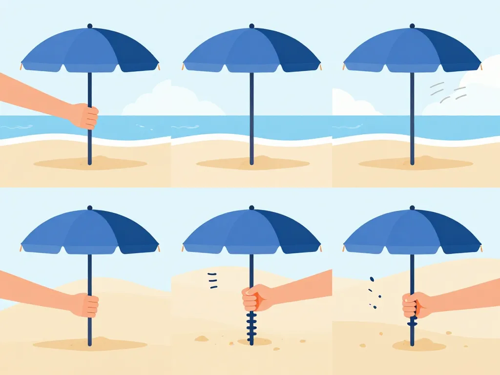 fixer parasol plage sable sécurité