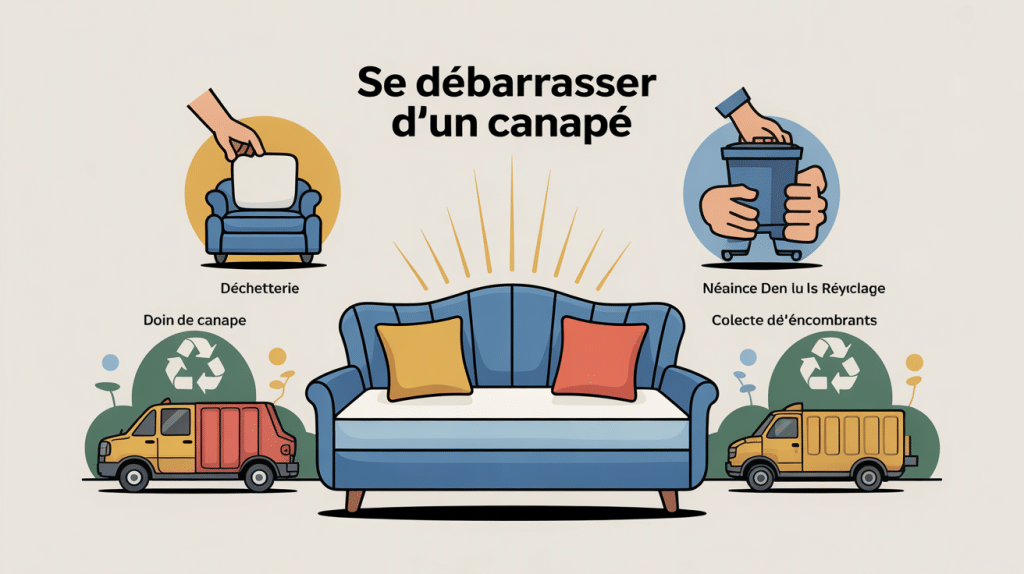illustration jete de canape solutions déchetterie don recyclage