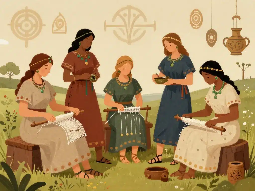 scène femmes gauloises activités quotidiennes