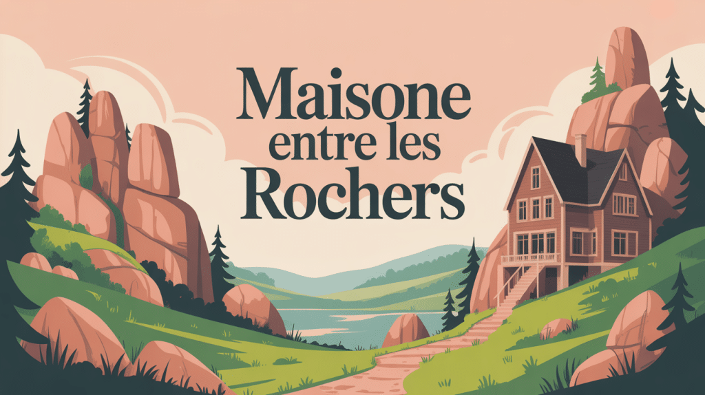 vue globale maison entre les rochers paysage naturel