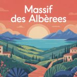 illustration massif des albères mer méditerranée et montagnes