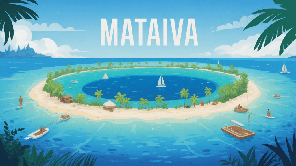 Vue globale du lagon damier de Mataiva