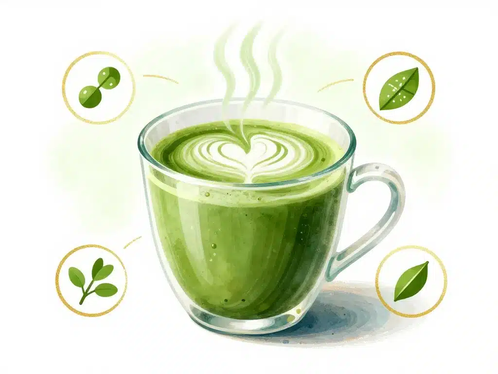 illustration matcha latte bienfaits santé énergie