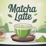 image matcha latte tasse verte fouet bambou
