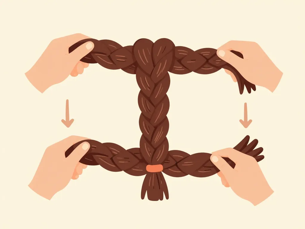 natte étapes tressage main cheveux