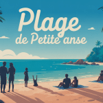 Vue colorée de la plage de petite anse avec sable doré et mer turquoise