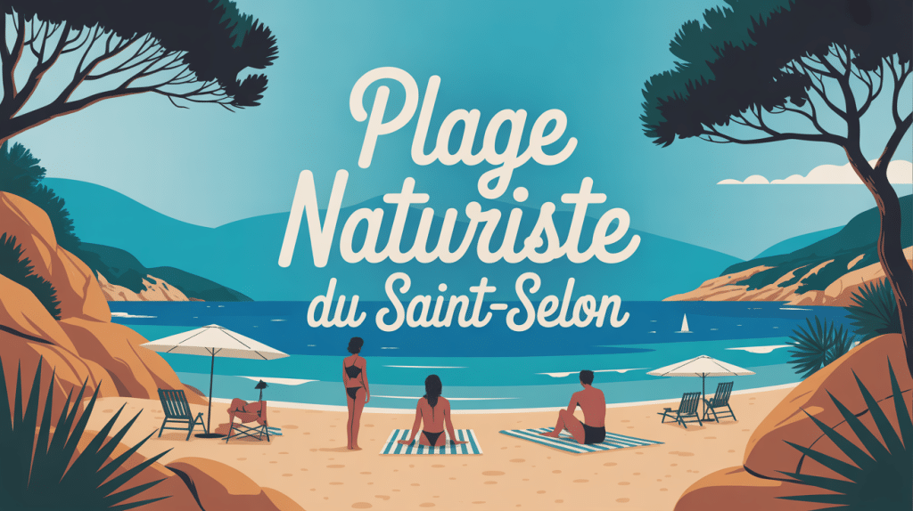 illustration moderne plage naturiste du saint-selon méditerranée