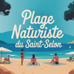 illustration moderne plage naturiste du saint-selon méditerranée