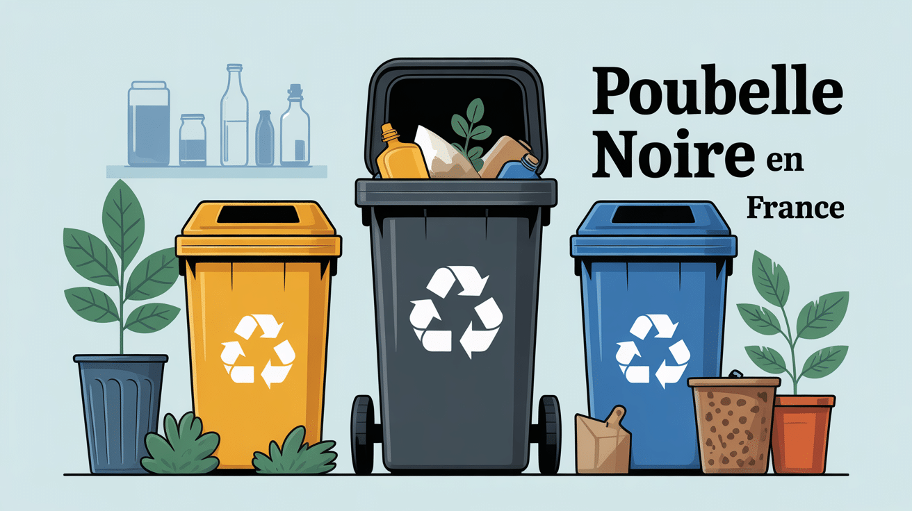 illustration poubelle noire tri des déchets France