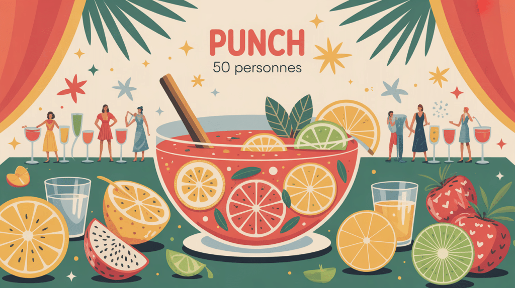preparation punch 50 personnes table convives