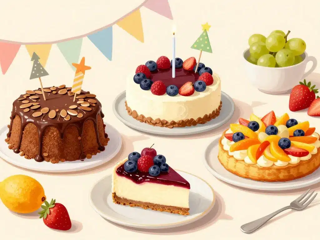 gâteaux anniversaire pour diabétique, chocolat, fruits, clafoutis