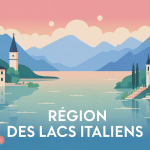 illustration région des lacs italie panoramique