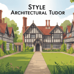 illustration style architectural tudor cottage anglais avec colombages et toits pentus