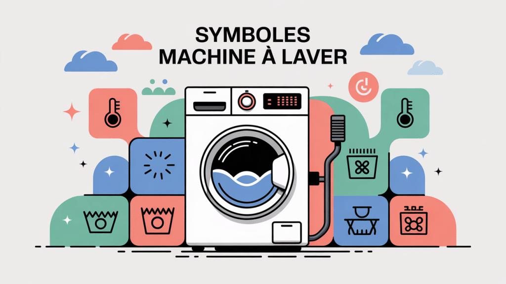 illustration symbole machine a laver avec pictogrammes