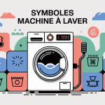 illustration symbole machine a laver avec pictogrammes