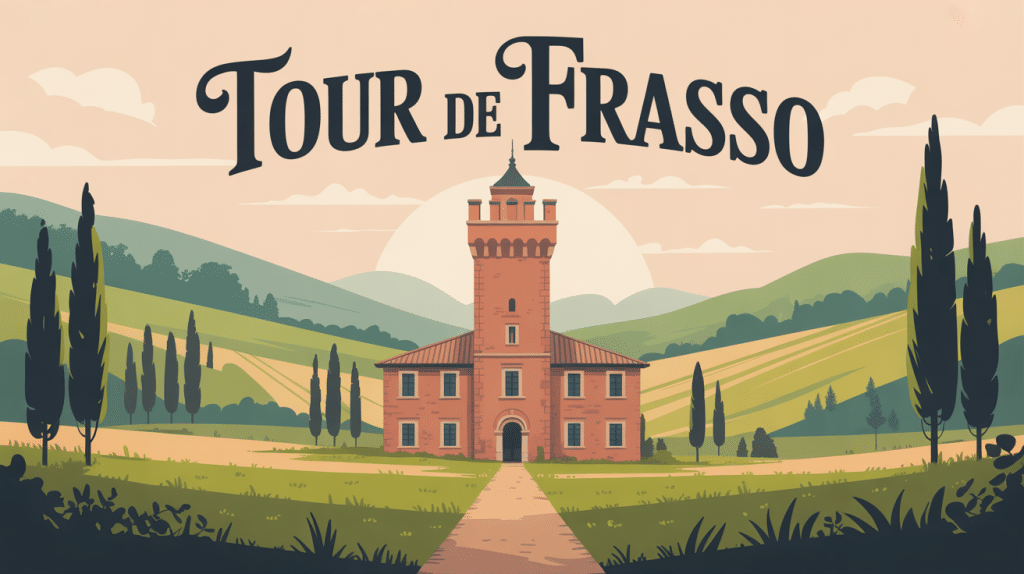 tour de frasso dans paysage rural stylisé