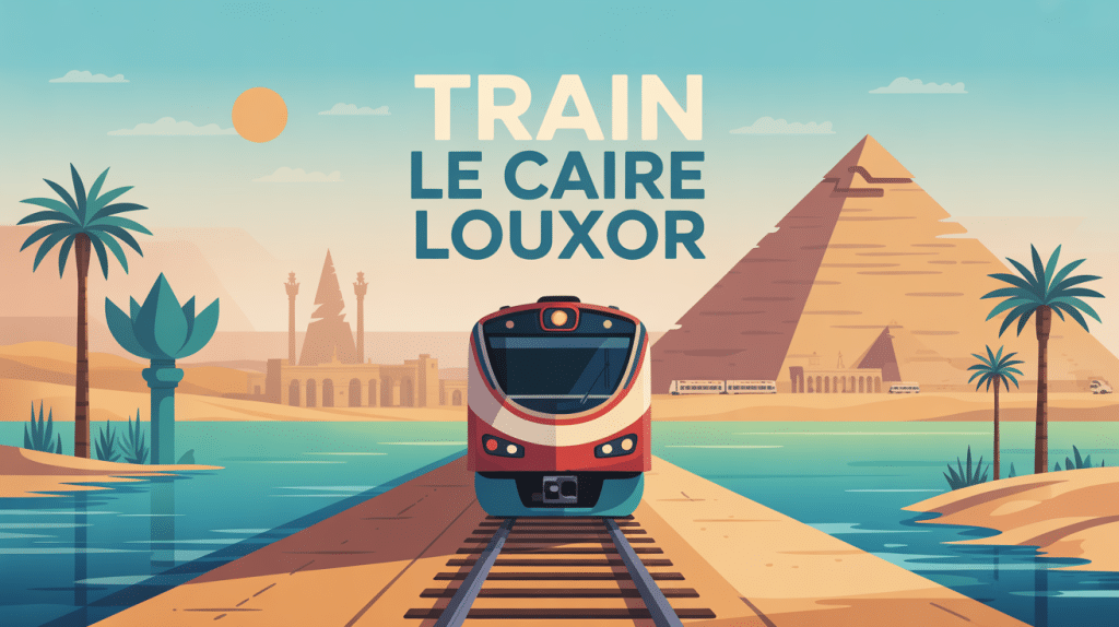 illustration train le caire louxor égypte nil