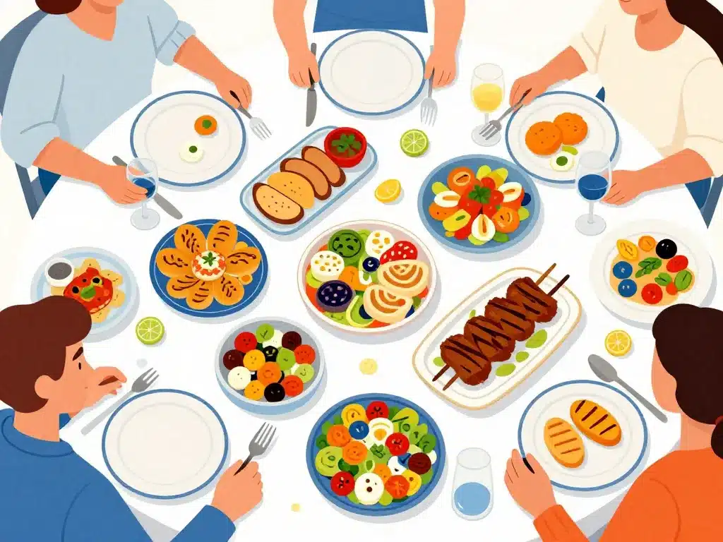 Table de mezzés Tzitzikas kai Mermigas Athènes