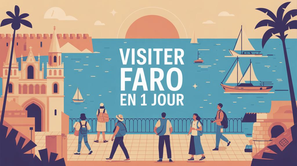 visiter faro en 1 jour illustration vectorielle centre historique lagune