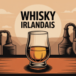 illustration whisky irlandais verre et distilleries