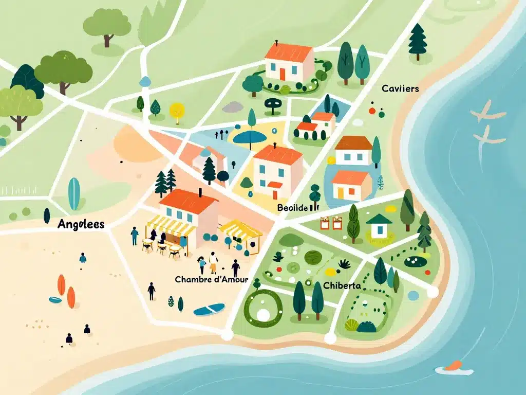 carte quartiers anglet beach house proche plage