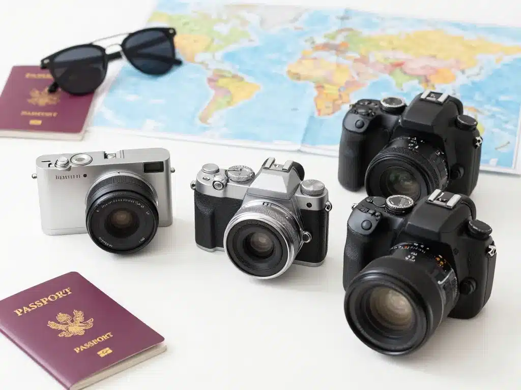 comparatif appareils photo voyage sur table de voyage