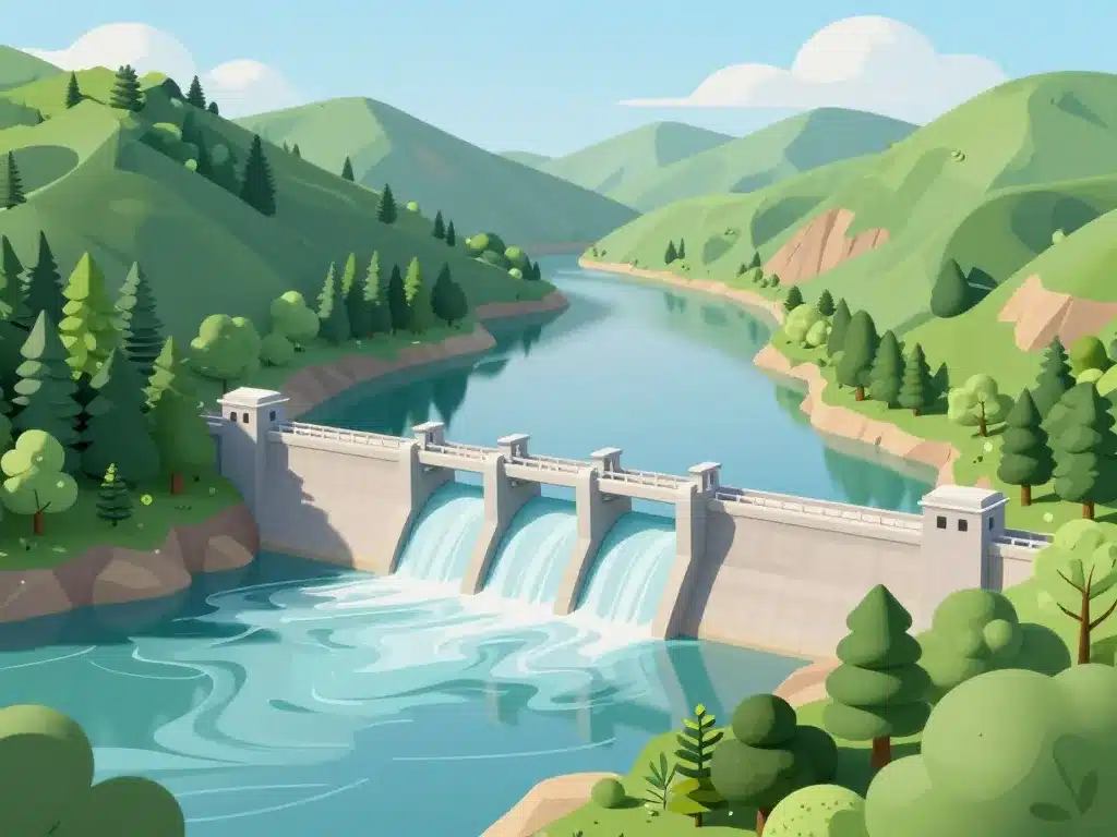 barrage de l aigle lac et paysages 3d