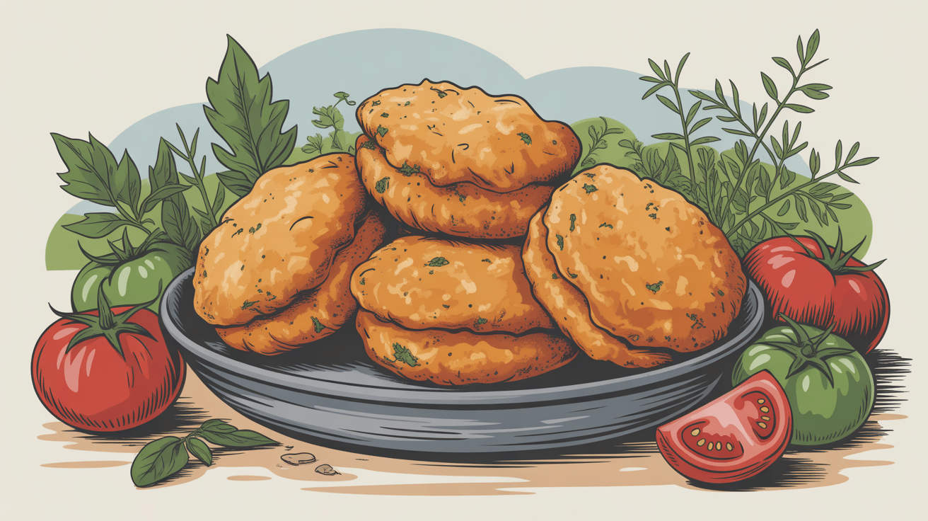 Beignets de tomates vertes recette sur assiette rustique ambiance maison