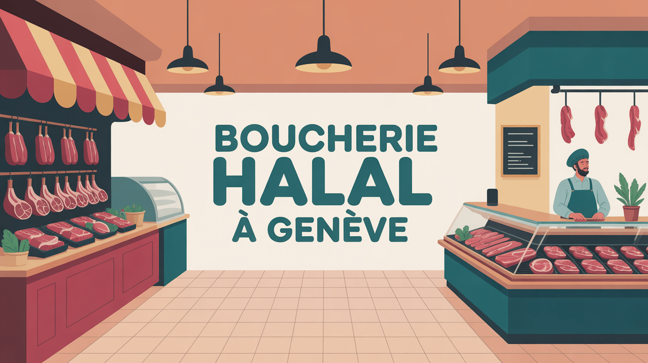 Illustration boucherie halal Genève moderne et conviviale